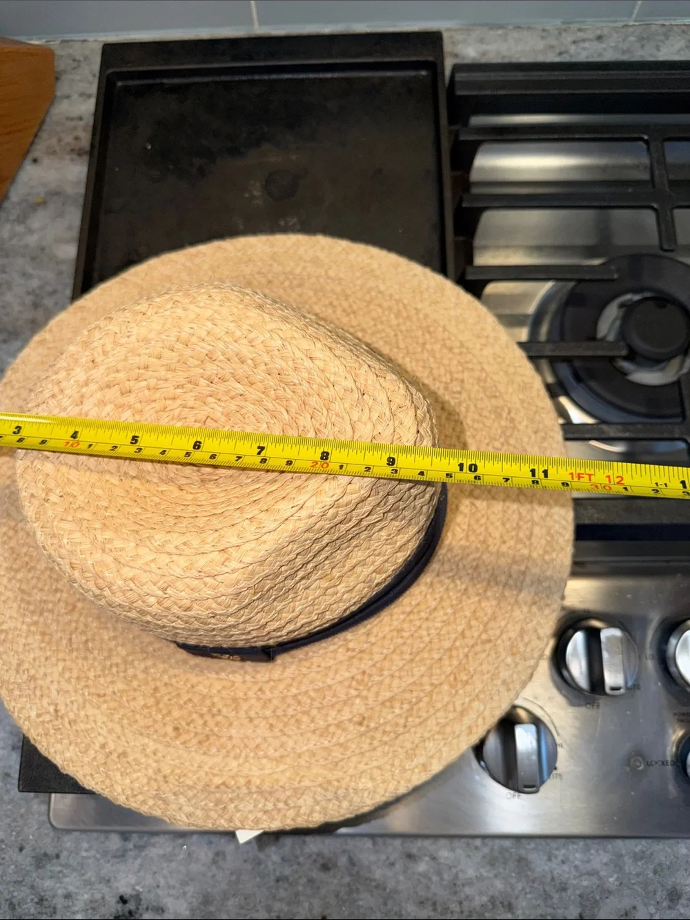 NWT Tory Burch fedora Sun Hat with black Ribbon measurements in photos